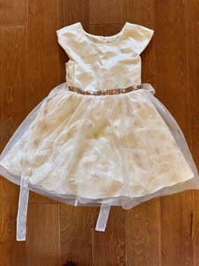 Jona Michelle White Dress with Gold Sequin Waist